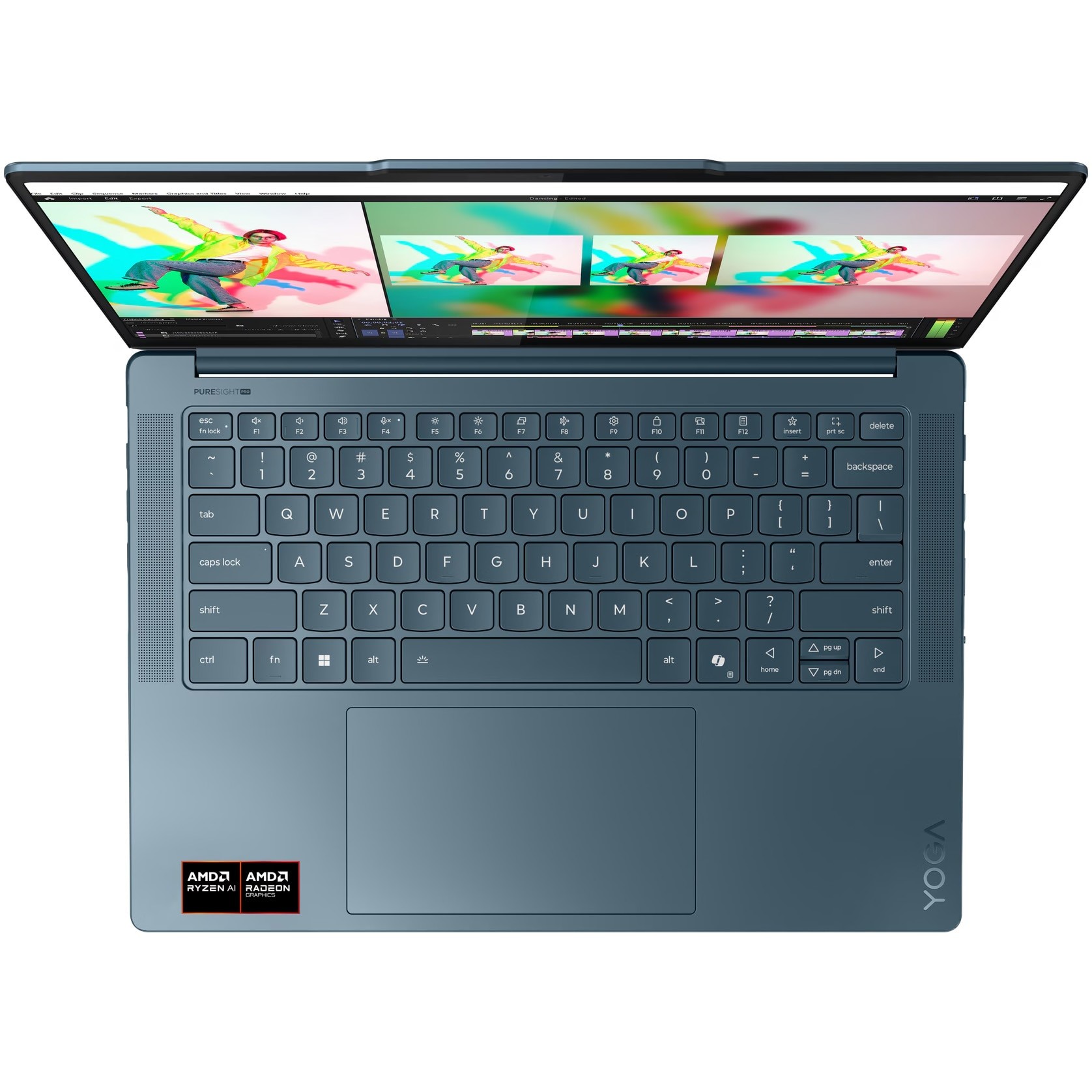Laptop Lenovo Yoga Pro 7 14ASP10 cu procesor AMD Ryzen™ AI 9 365 pana la 5.0GHz, 14.5" 3K, OLED, 32GB LPDDR5x RAM, 1TB SSD, AMD Radeon™ 880M Graphics, Windows® 11 Home, Tidal Teal