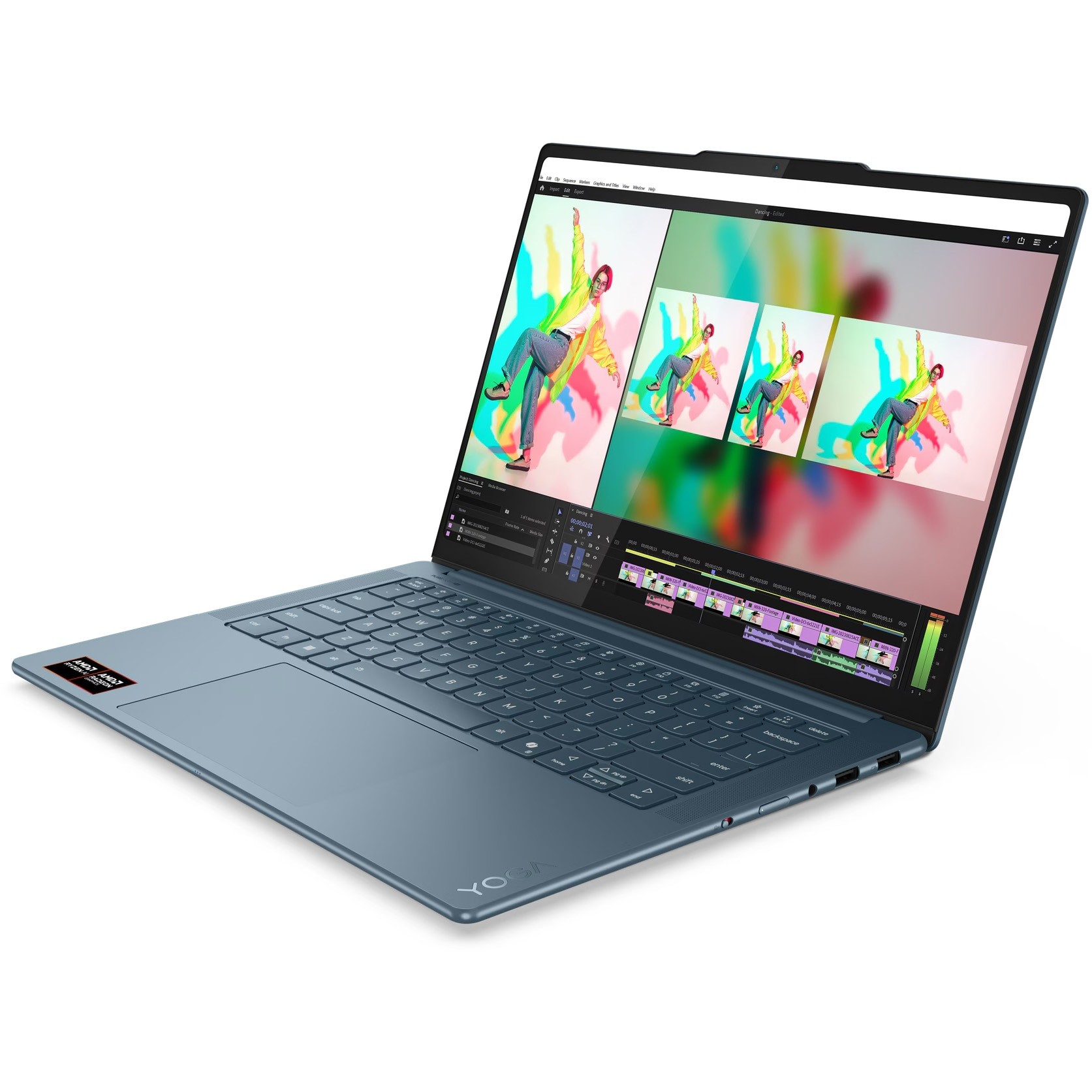 Laptop Lenovo Yoga Pro 7 14ASP10 cu procesor AMD Ryzen™ AI 9 365 pana la 5.0GHz, 14.5" 3K, OLED, 32GB LPDDR5x RAM, 1TB SSD, AMD Radeon™ 880M Graphics, Windows® 11 Home, Tidal Teal