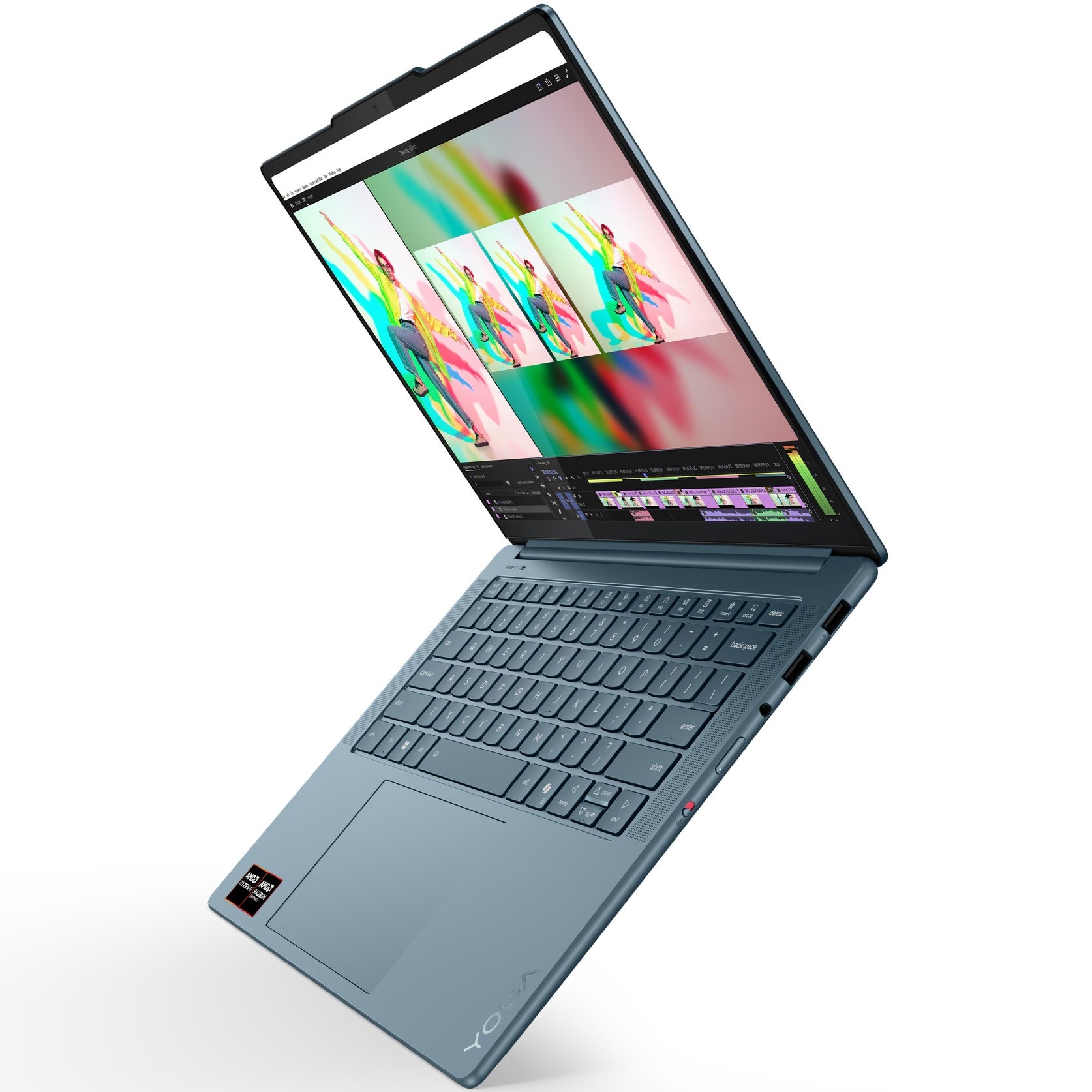 Laptop Lenovo Yoga Pro 7 14ASP10 cu procesor AMD Ryzen™ AI 9 365 pana la 5.0GHz, 14.5" 3K, OLED, 32GB LPDDR5x RAM, 1TB SSD, AMD Radeon™ 880M Graphics, Windows® 11 Home, Tidal Teal