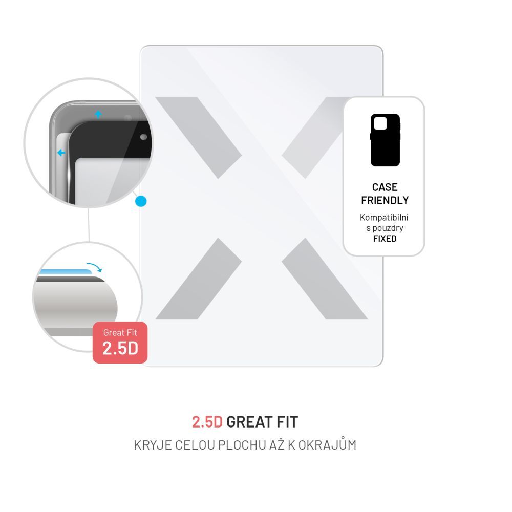 Folie de protectie din sticla securizata FIXED 2.5D pentru iPad Air 13", 0.33mm, transparent