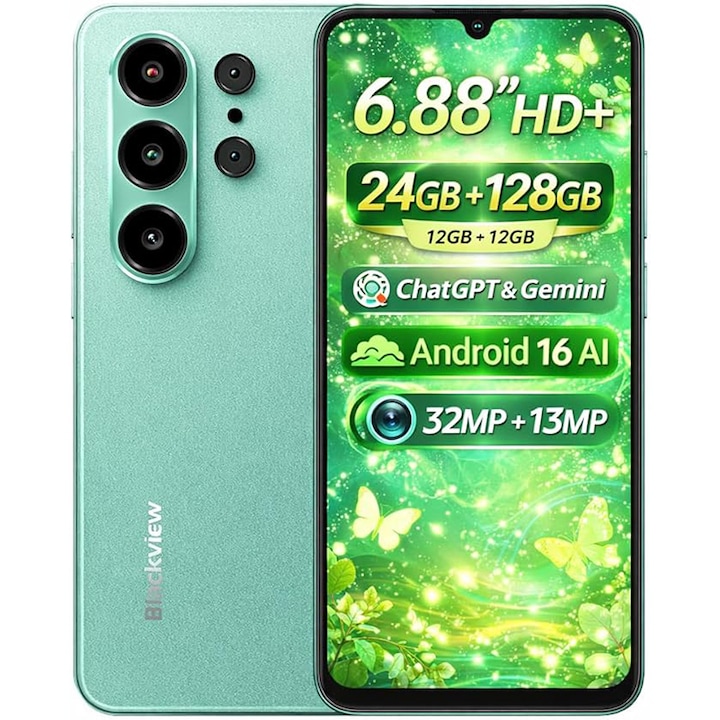 Telefon mobil Blackview Wave, 4G, 6.88 inch, 24GB RAM, 128GB, verde