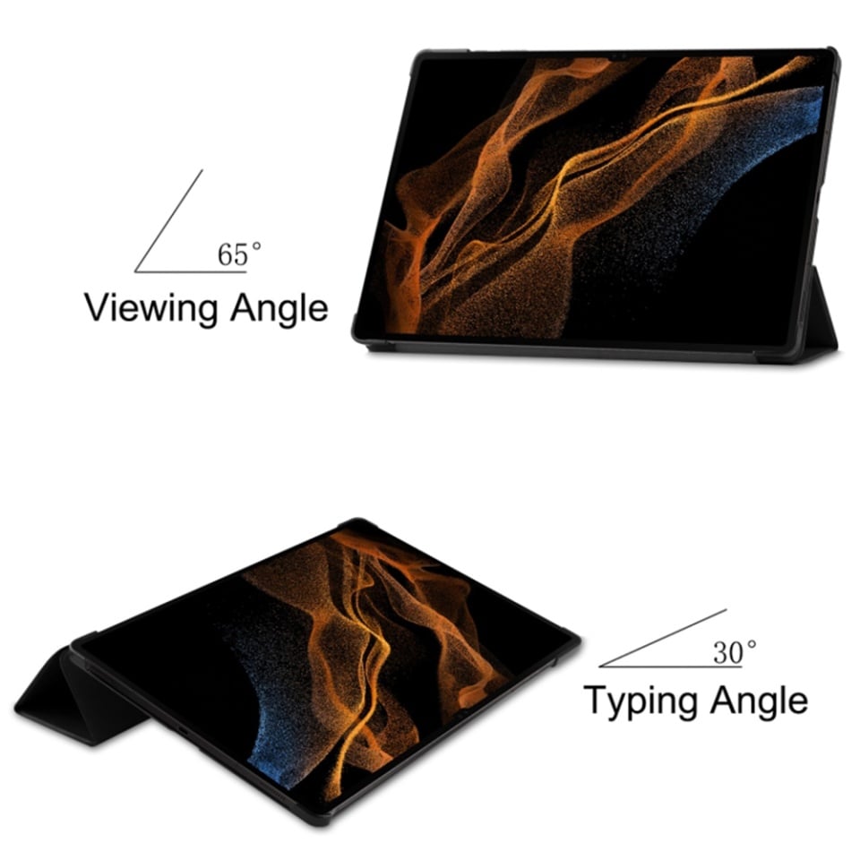 Husa tableta pentru Samsung Galaxy Tab S9 Plus / S9 FE Plus / S10 Plus, SKYDDAR INNOVATION, cu suport Multi-Unghi si functie Sleep/Wake, FoldPro, Negru, set cu sticker