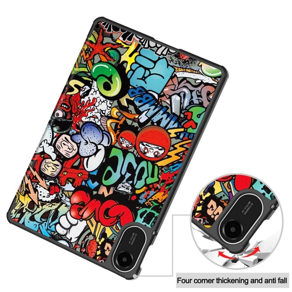 Husa tableta pentru Xiaomi Redmi Pad 2, SKYDDAR INNOVATION, cu suport Multi-Unghi si functie Sleep/Wake, FoldPro, Urban vibe, set cu sticker