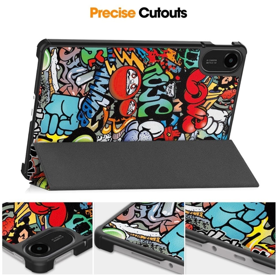 Husa tableta pentru Xiaomi Redmi Pad 2, SKYDDAR INNOVATION, cu suport Multi-Unghi si functie Sleep/Wake, FoldPro, Urban vibe, set cu sticker