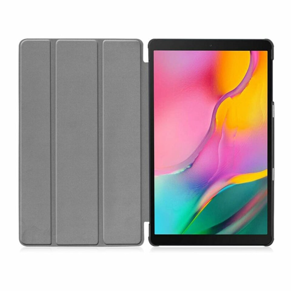 Husa tableta pentru Samsung Galaxy Tab A 10.1 2019 T510, SKYDDAR INNOVATION, cu suport Multi-Unghi si functie Sleep/Wake, FoldPro, Albastru, set cu sticker
