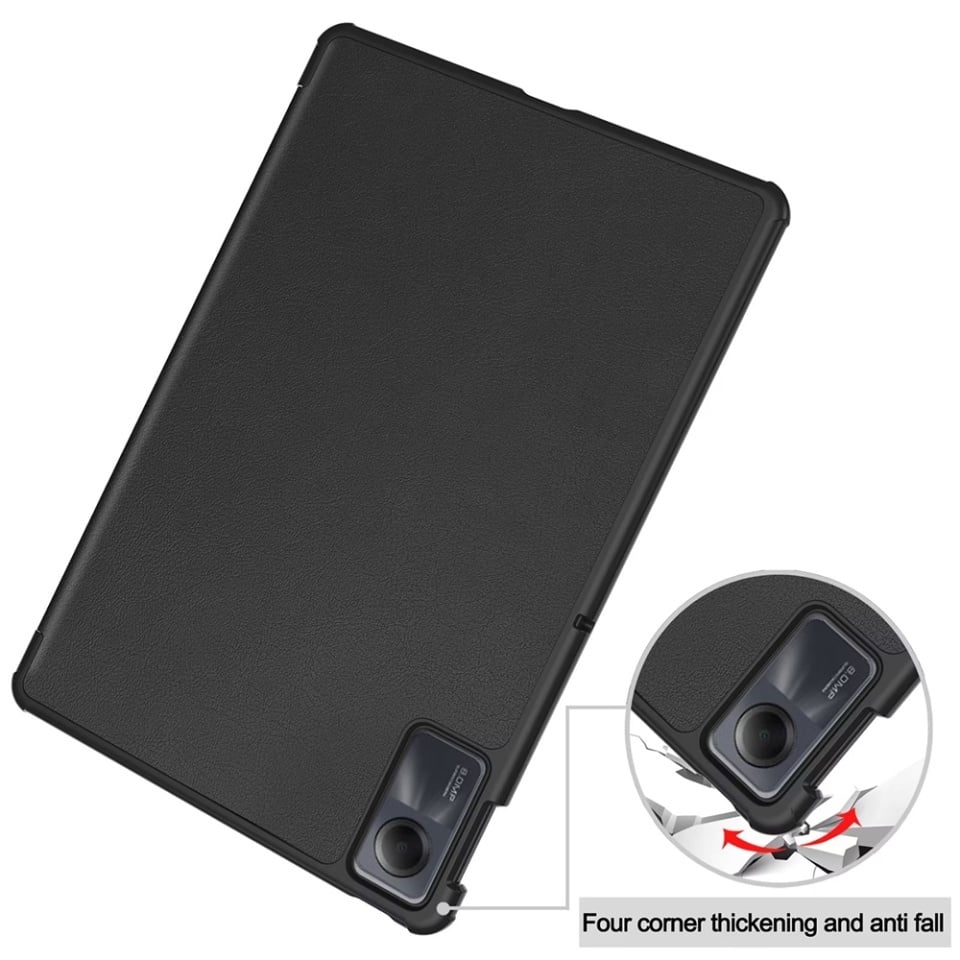 Husa tableta pentru Xiaomi Redmi Pad SE 11", SKYDDAR INNOVATION, cu suport Multi-Unghi si functie Sleep/Wake, FoldPro, Negru, set cu sticker
