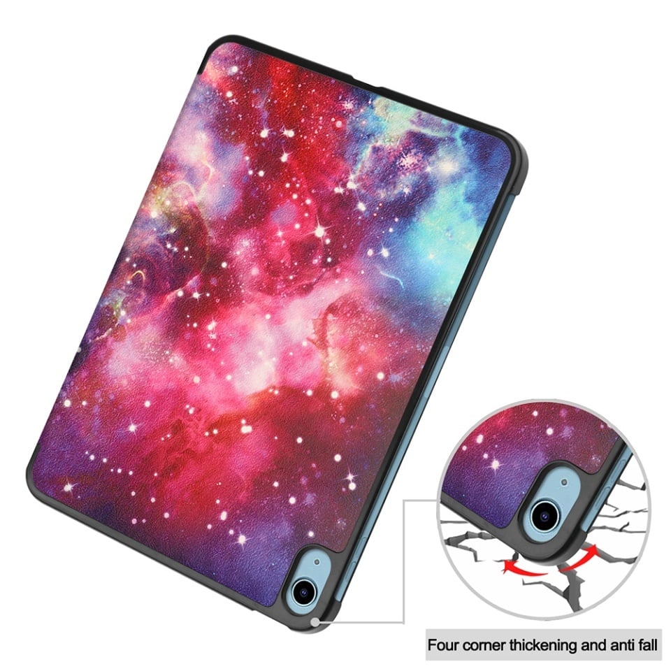 Husa tableta pentru iPad 10 (2022) 10.9 / 11 (2025), SKYDDAR INNOVATION, cu suport Multi-Unghi si functie Sleep/Wake, FoldPro, Starry night, set cu sticker