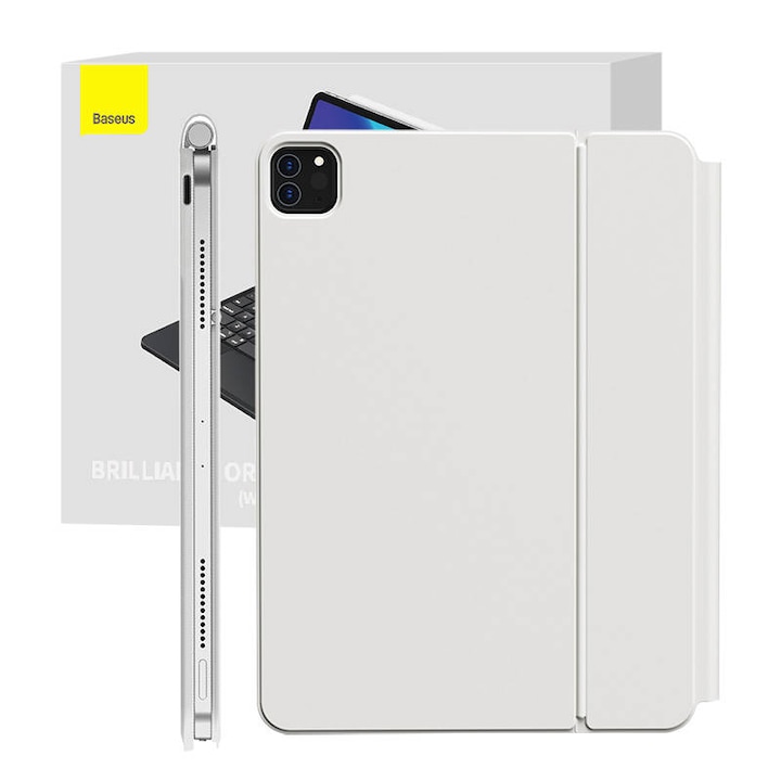 Husa cu tastatura, Baseus Brilliance, Poliuretan, Pentru Ipad Pro 12.9", Alb
