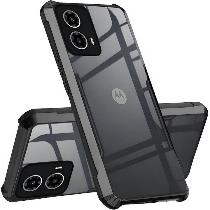 Set Husa Pentru Motorola Moto G24/G24 Power/G04, XGSM, Antidrop Hybrid, Spate Durabil Si Usor Din Policarbonat, Laturi Flexibile Pentru O Protectie Solida, Colturi Profilate Special Pentru Amortizare, Negru