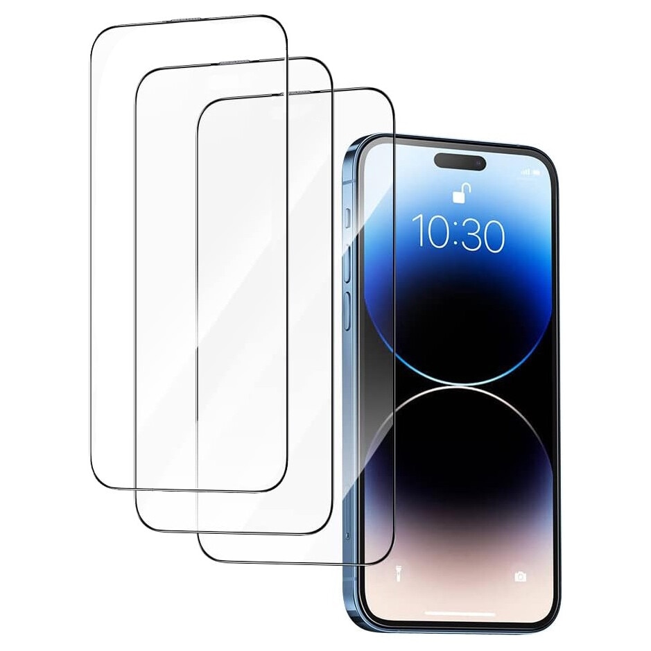 Set 3 folii protectie telefon, Sticla securizata, Anti-zgarieturi, Anti-socuri, Pentru iPhone 16 Plus/iPhone 15 Plus