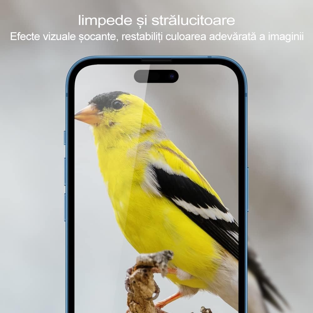 Set 3 folii protectie telefon, Sticla securizata, Anti-zgarieturi, Anti-socuri, Pentru iPhone 16 Plus/iPhone 15 Plus
