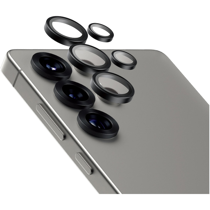 Folie de protectie sticla camera PanzerGlass Hoops Ceramic pentru Samsung Galaxy S25 Ultra, Negru