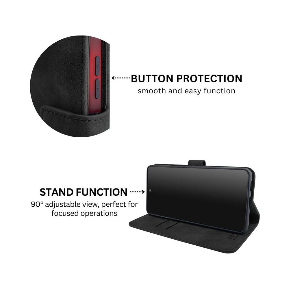 Husa de protectie tip carte CENTO Lima compatibila cu Oppo A5 Pro, Negru, Premium, Piele ecologica, Inchidere magnetica, Protectie Sporita, Anti soc, Anti zgarieturi, Functie de stand
