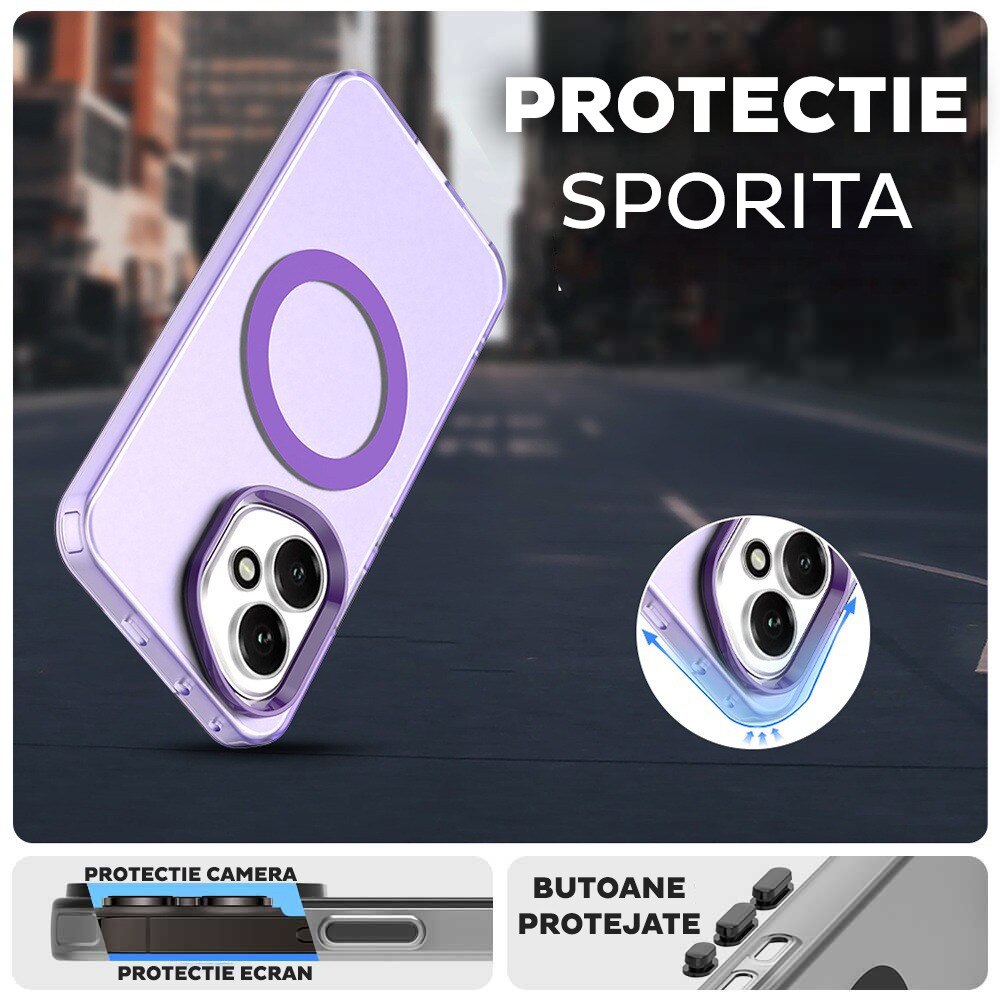 Husa pentru Honor 400 DaDen® CandyCase MagSafe, Antisoc, Incarcare wireless, Butoane protejate, Mov