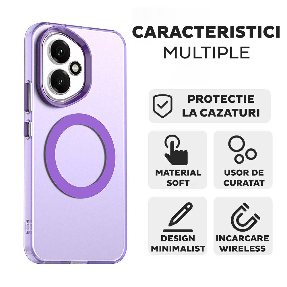 Husa pentru Honor 400 DaDen® CandyCase MagSafe, Antisoc, Incarcare wireless, Butoane protejate, Mov