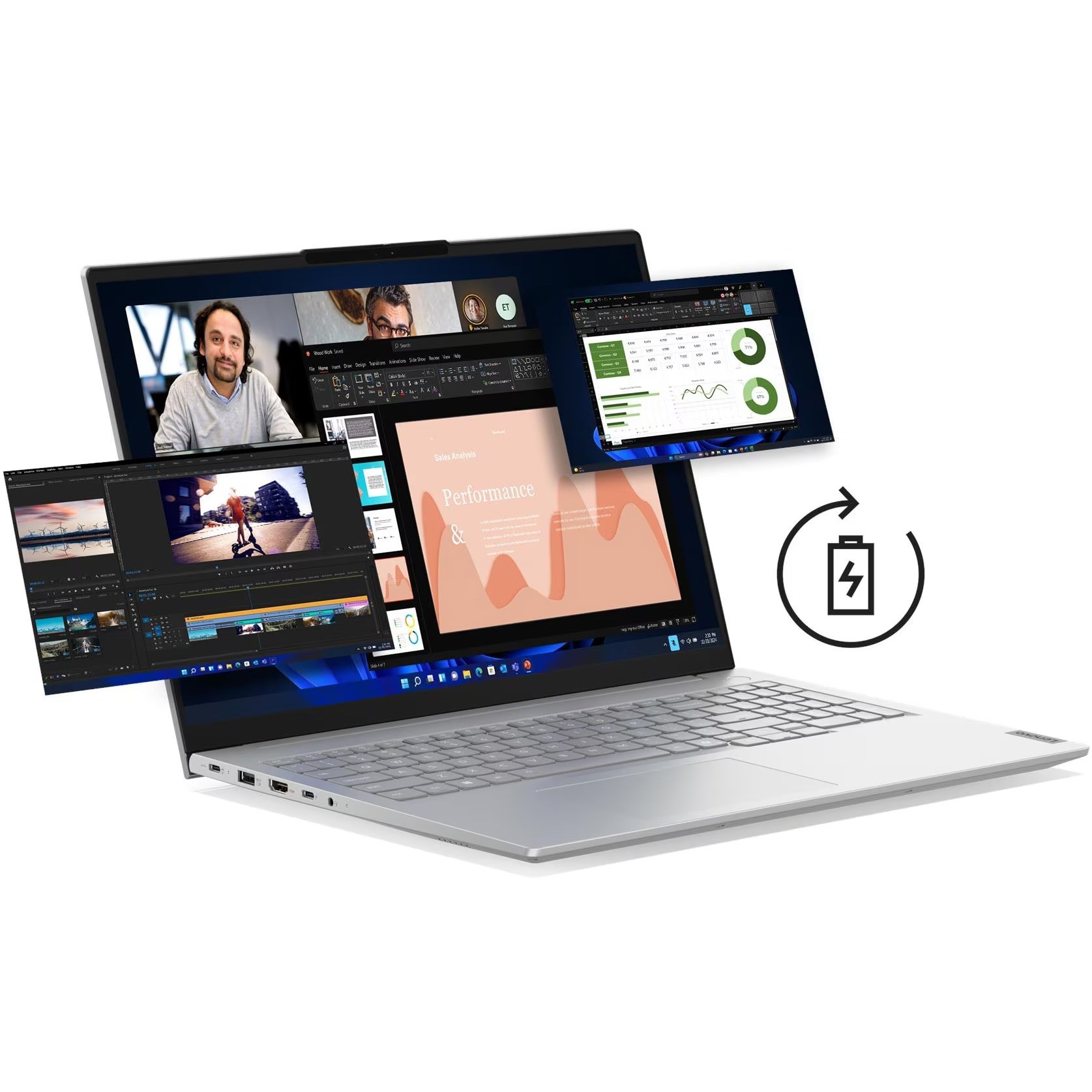 Laptop Lenovo ThinkBook 16 G8 IAL cu procesor Intel® Core™ Ultra 7 255H pana la 5.1GHz, 16" WUXGA, IPS, 16GB DDR5 RAM, 512GB SSD, Intel® Arc™ Graphics, No OS, Arctic Grey, 3y on-site Premium Care