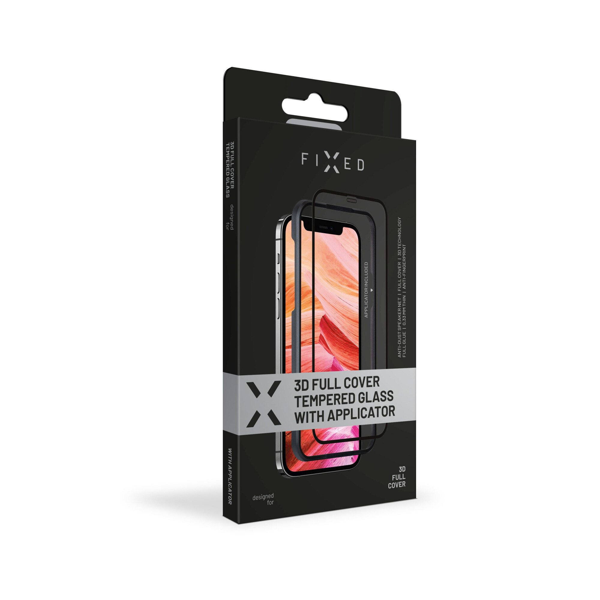 Folie de protectie 3D Full-Cover pentru Apple iPhone 13/13 Pro, Fixed, Sticla securizata, Negru