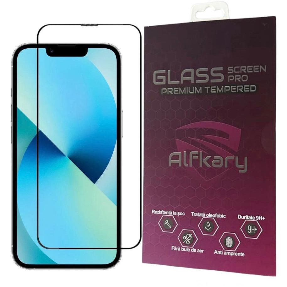 Folie Protectie Sticla Alfkary pentru iPhone 14, Full Glue, Sticla Securizata, Ultra HD
