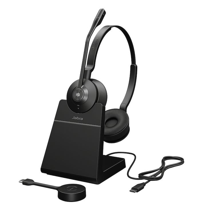 Set Casti Stereo cu Stație de Încărcare Jabra Engage 55 SE UC Negru, 255918, Microfon/Căști