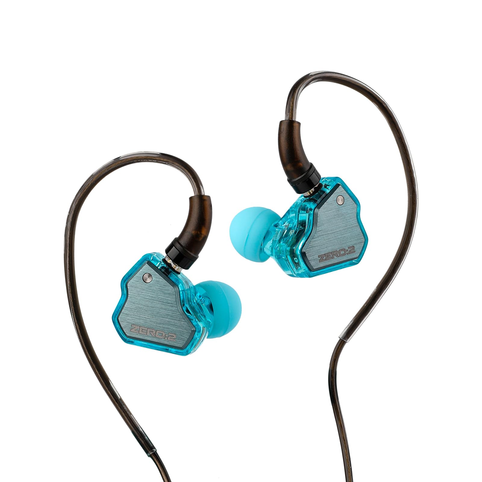 Casti 7Hz x Crinacle Zero 2, Driver dinamic de 10 mm, cablu detasabil cu fir OFC si Microfon, Hi-Fi Sound, jack 3.5, IEM, Albastru