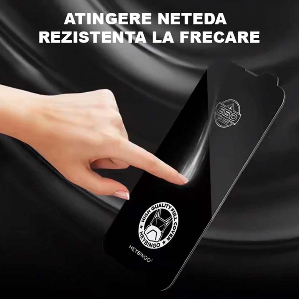 Folie de Sticla Pentru Apple iPhone 16 PRO MAX HEYBINGO, 9H RTS HD din Sticla Securizata Antistatica Transparenta, cu Kit Aplicare, Rezistenta la Zgarieturi, Nu Lasa Amprente