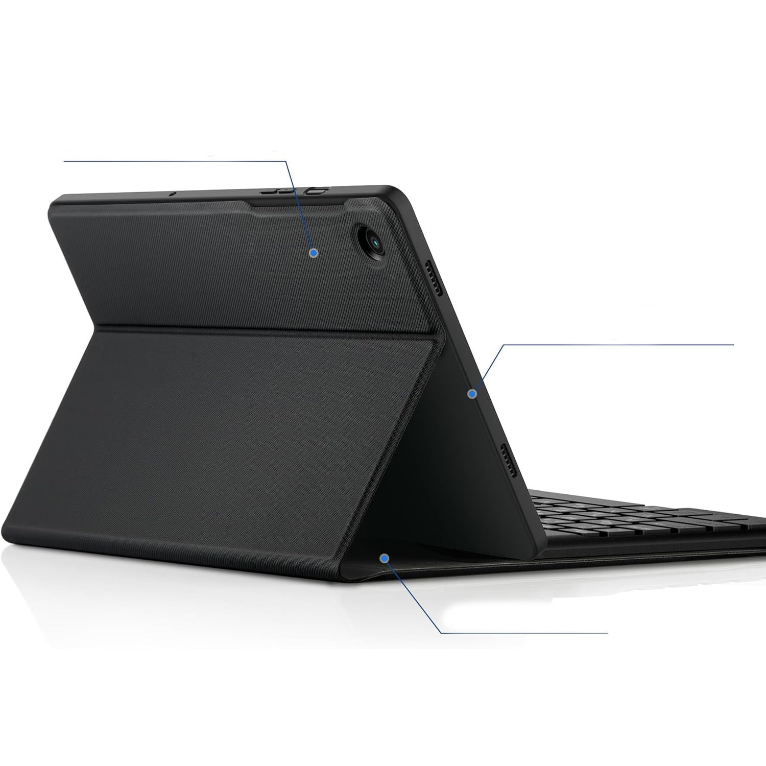 Futeral cu tastatura Bluetooth pentru Samsung Galaxy Tab A9+ 11, 3 in 1, piele velur, protectie completa