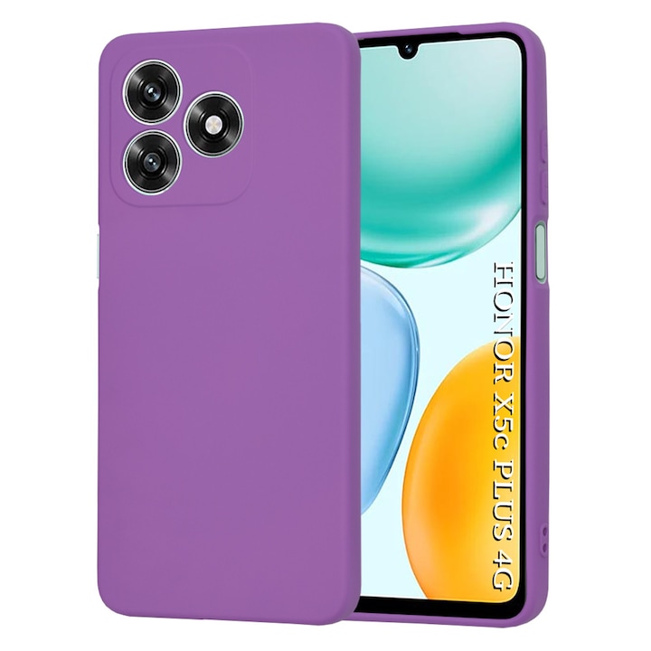 Husa pentru Honor X5c Plus, SKYDDAR INNOVATION, din Silicon Catifelat, SoftElegance, set cu sticker, Mov