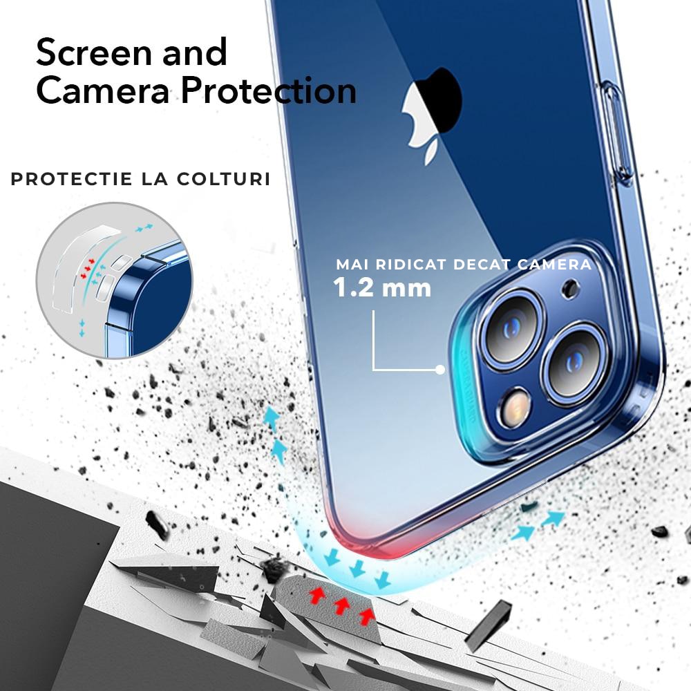 Husa transparenta cu protectie la camera pentru iPhone 13 Pro, PremiumCell, Camera Protection, Ultra Slim