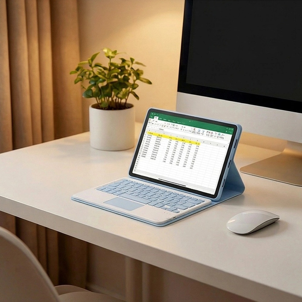 Husa cu tastatura Bluetooth si touchpad pentru tableta 11", albastru