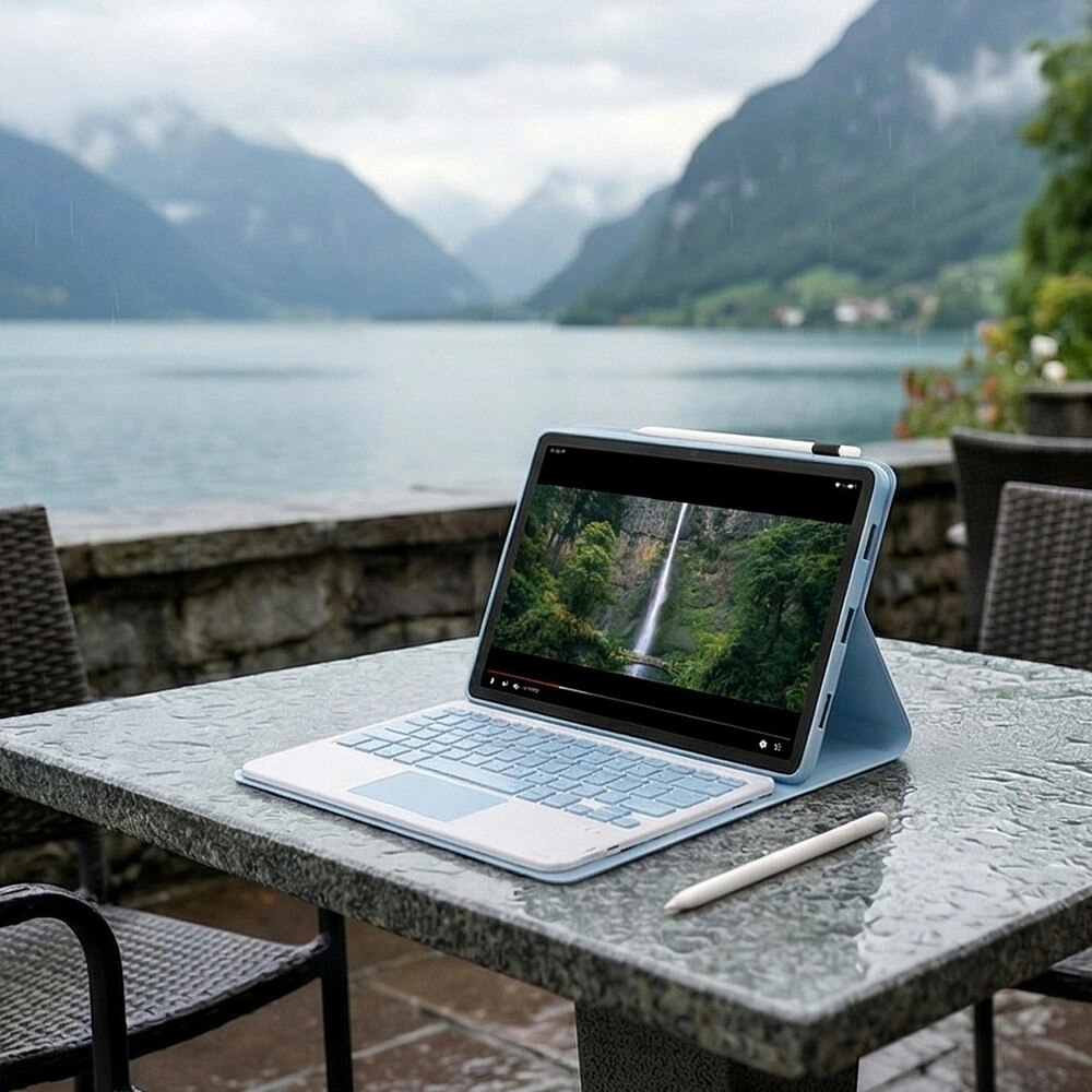Husa cu tastatura Bluetooth si touchpad pentru tableta 11", albastru