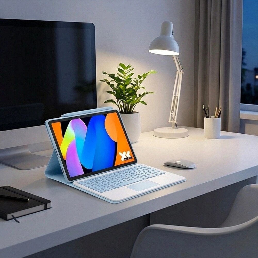 Husa cu tastatura Bluetooth si touchpad pentru tableta 11", albastru