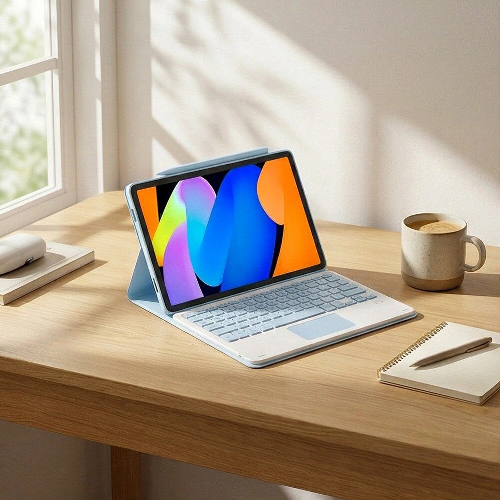 Husa cu tastatura Bluetooth si touchpad pentru tableta 11", albastru