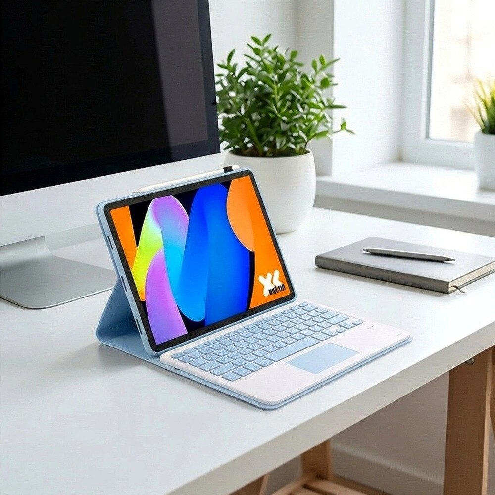 Husa cu tastatura Bluetooth si touchpad pentru tableta 11", albastru