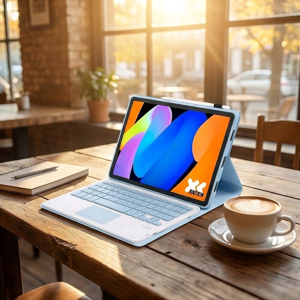 Husa cu tastatura Bluetooth si touchpad pentru tableta 11", albastru