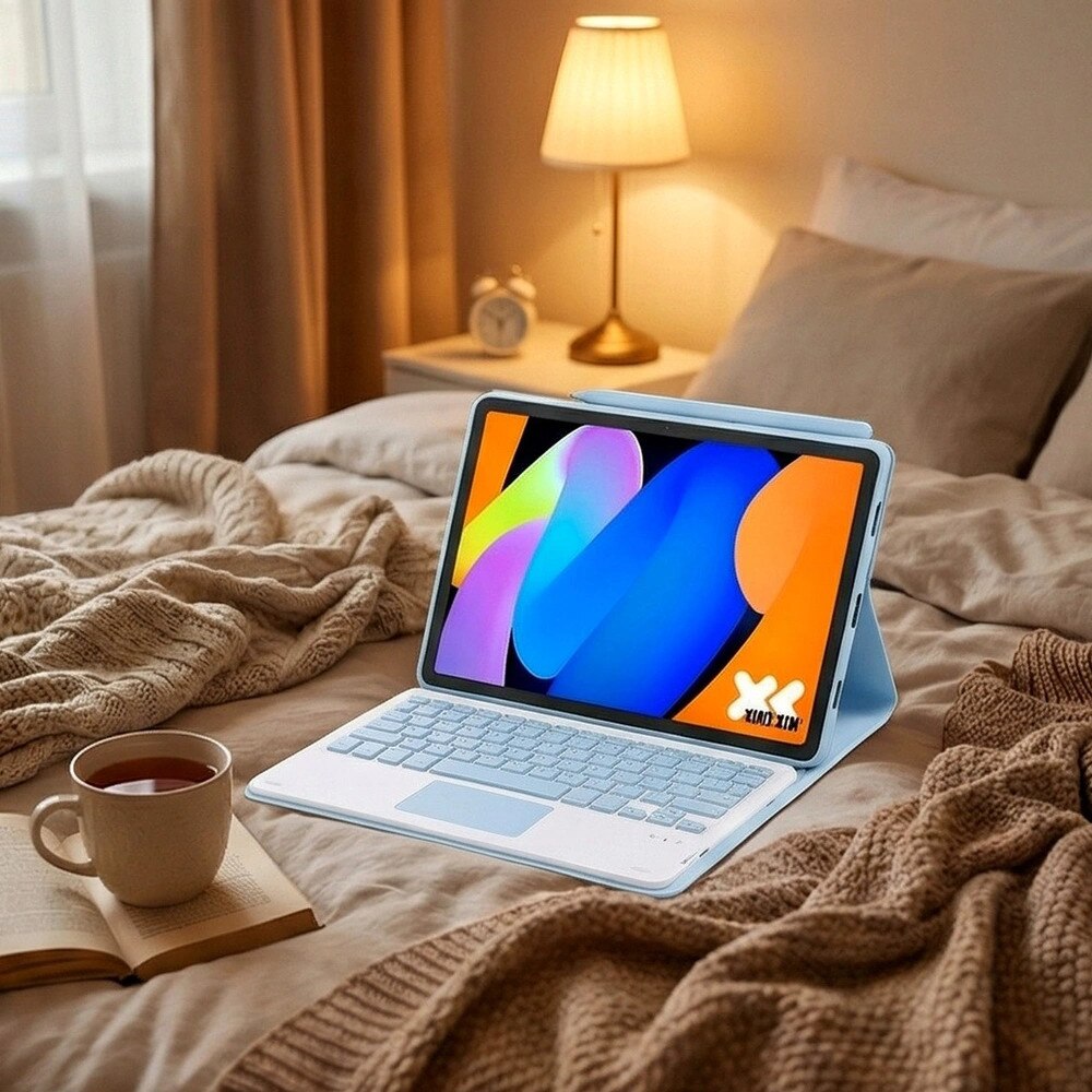 Husa cu tastatura Bluetooth si touchpad pentru tableta 11", albastru