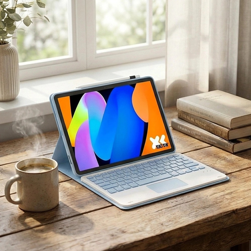 Husa cu tastatura Bluetooth si touchpad pentru tableta 11", albastru