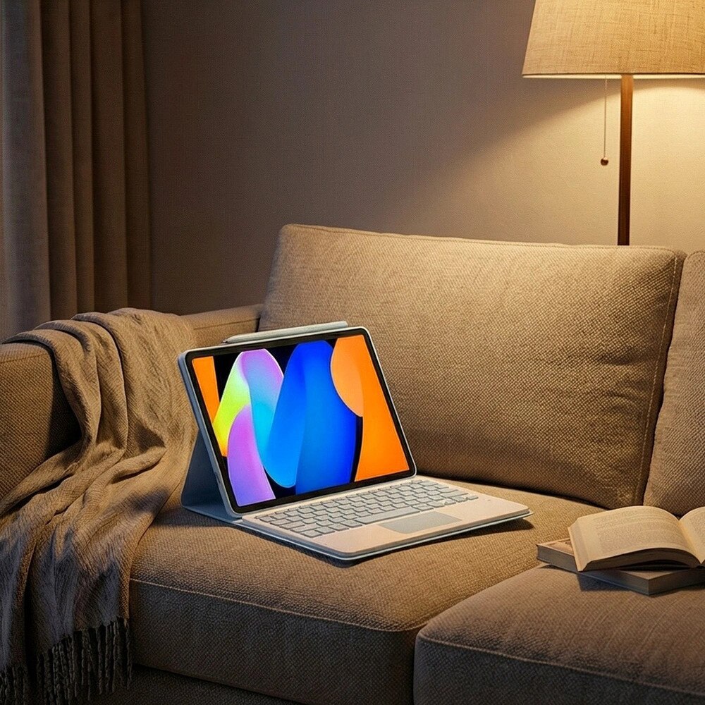 Husa cu tastatura Bluetooth si touchpad pentru tableta 11", albastru