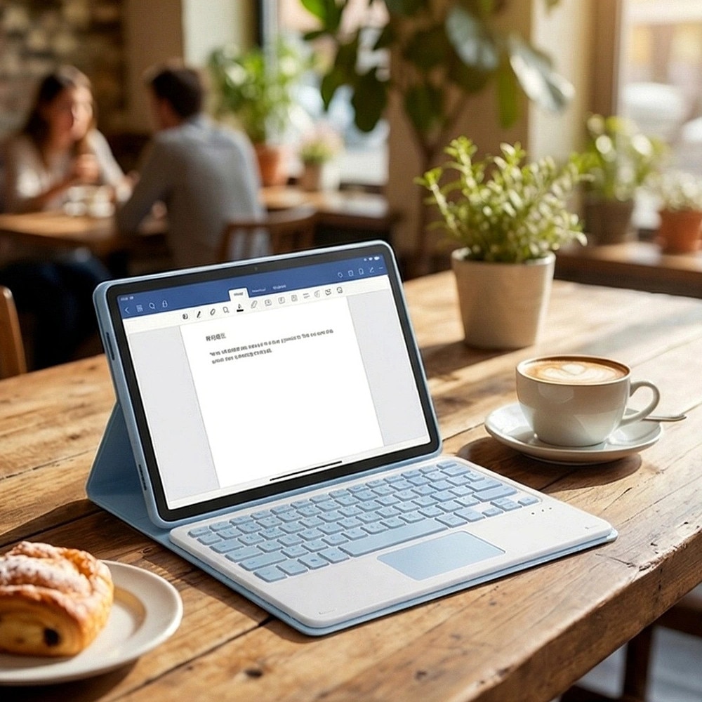 Husa cu tastatura Bluetooth si touchpad pentru tableta 11", albastru