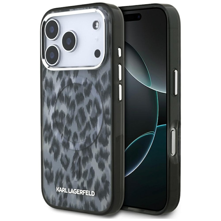 Husa pentru iPhone 17 Pro - Karl Lagerfeld IML Leopard Pattern MagSafe (KLHMP17LHDLEOICK) - Black