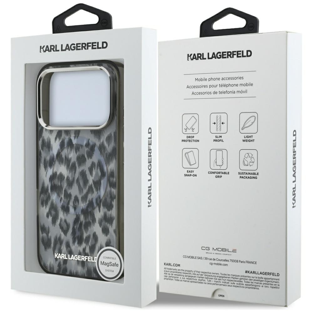 Husa pentru iPhone 17 Pro - Karl Lagerfeld IML Leopard Pattern MagSafe (KLHMP17LHDLEOICK) - Black