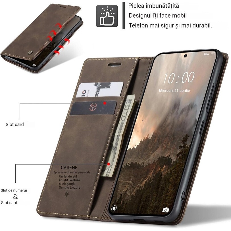 Husa compatibila cu Xiaomi 14T Pro, carcasa transparenta rezistenta la socuri cu suport inel magnetic. Husa pentru Xiaomi 14T Pro din silicon moale/TPU-Kaki