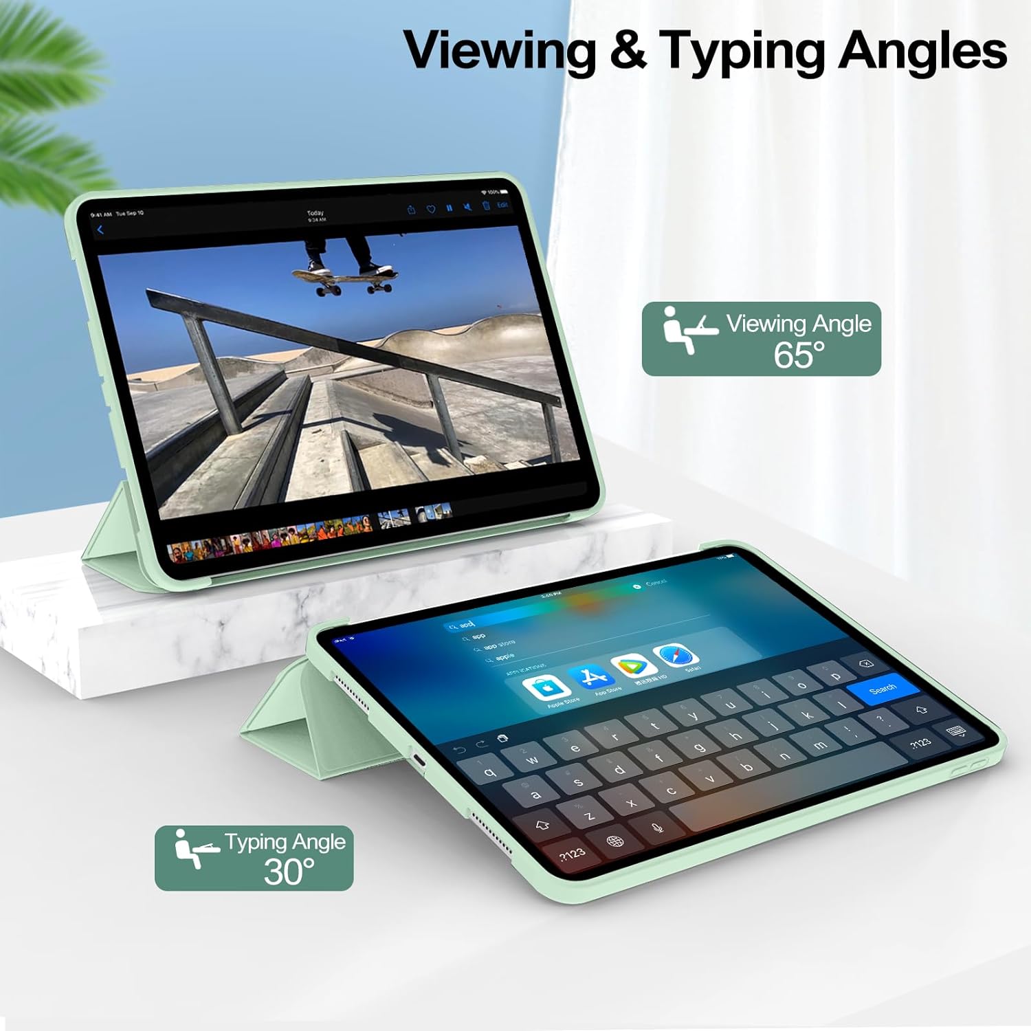 Husa Ultra Slim pentru tableta Apple iPad Pro 11 (2024), TPU Smart Cover - Verde Menta