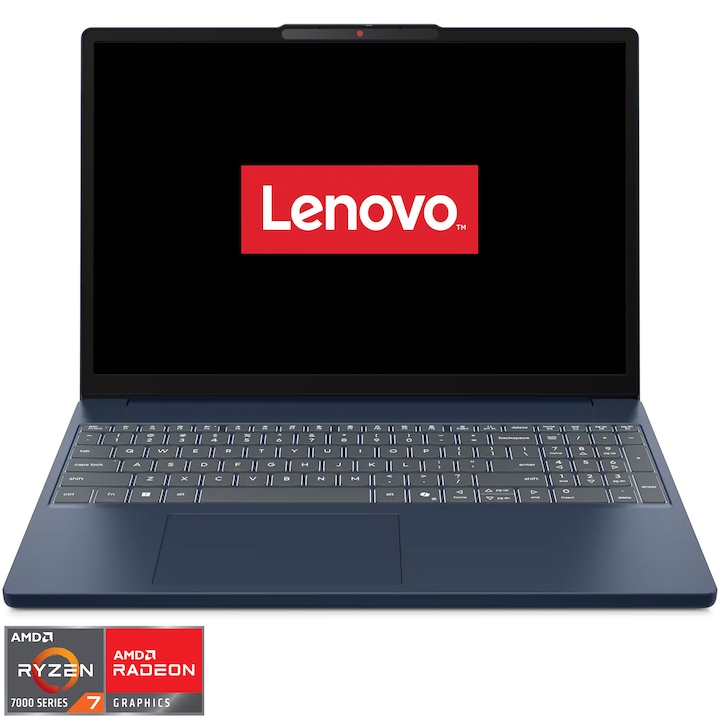 Laptop Lenovo IdeaPad Slim 3 15ARP10 cu procesor AMD Ryzen™ 7 7735HS pana la 4.75GHz, 15.3'', WUXGA, IPS, 16GB DDR5 RAM, 512GB SSD, AMD Radeon™ 680M Graphics, No OS, Cosmic Blue