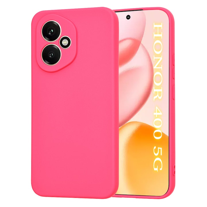 Husa pentru Honor 400 Liquid Silicone subtire captusita cu microfibra anti amprenta protectie camera foto Fucsia