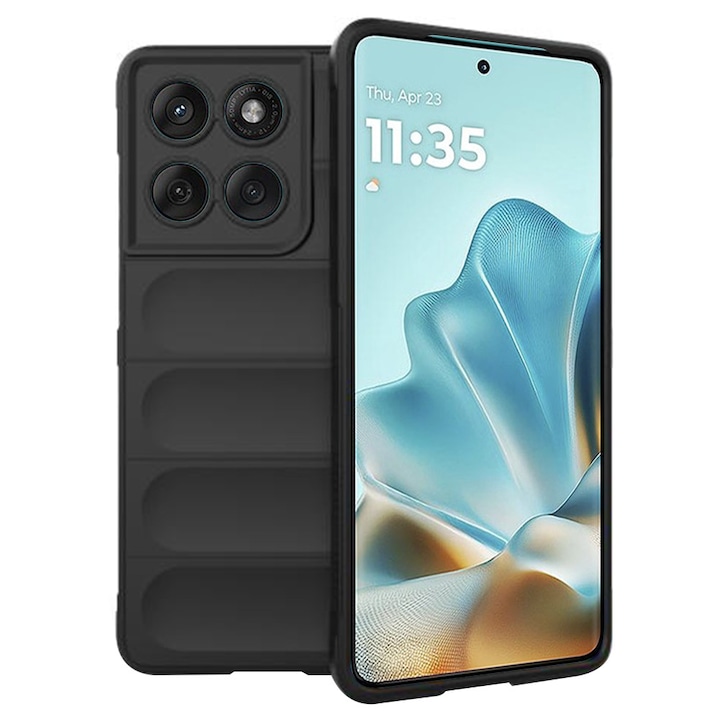Husa pentru Motorola Edge 60 Fusion / Edge 60 Liquid Silicone Microfibre Lining Non-Slip Airbag Design Negru