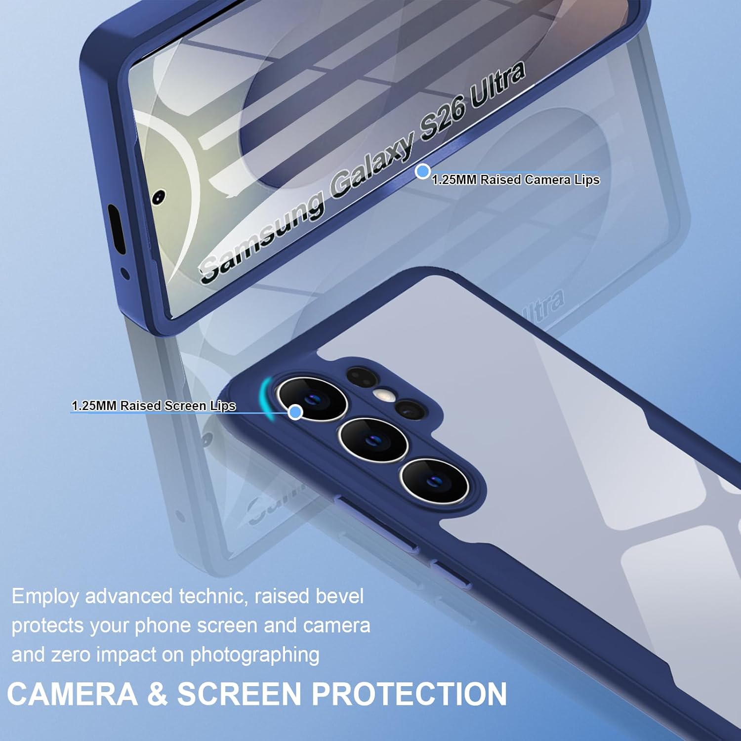 Set 360: Husa cu folie integrata pentru Samsung Galaxy S26 Ultra Protectie 360 fata / spate - albastru
