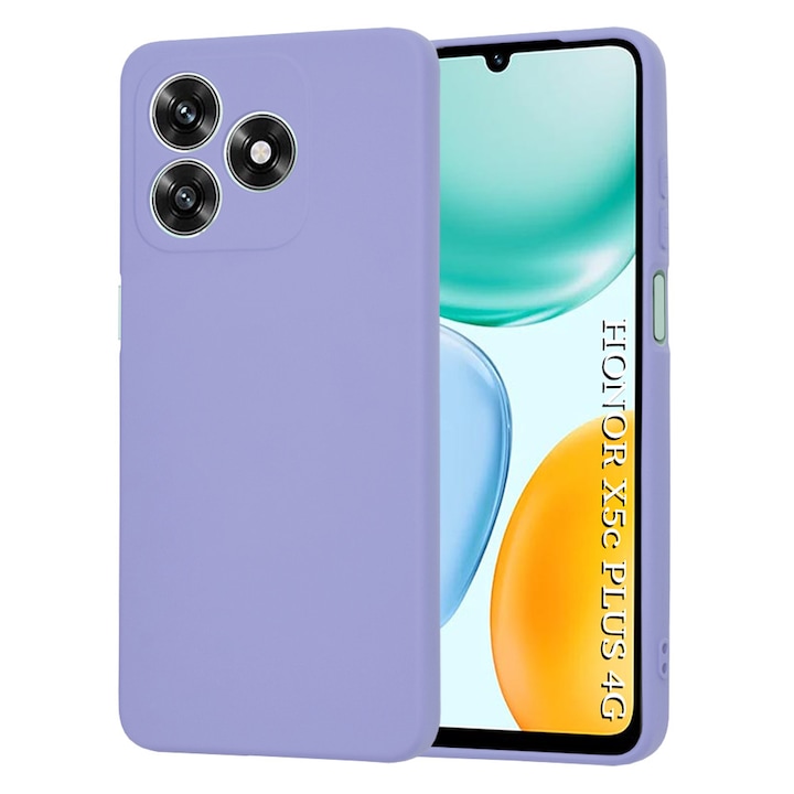 Husa pentru Honor X5c Plus, SKYDDAR INNOVATION, din Silicon Catifelat, SoftElegance, set cu sticker, Violet