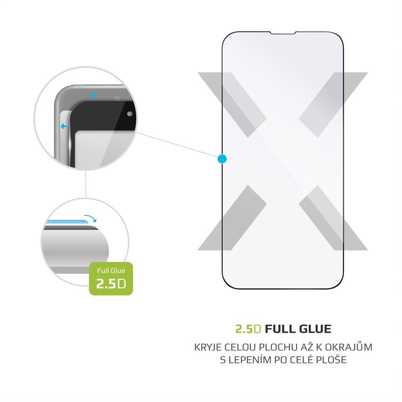 Folie de protectie Full-Cover pentru Apple iPhone 13 Mini, Fixed, Sticla securizata, Negru