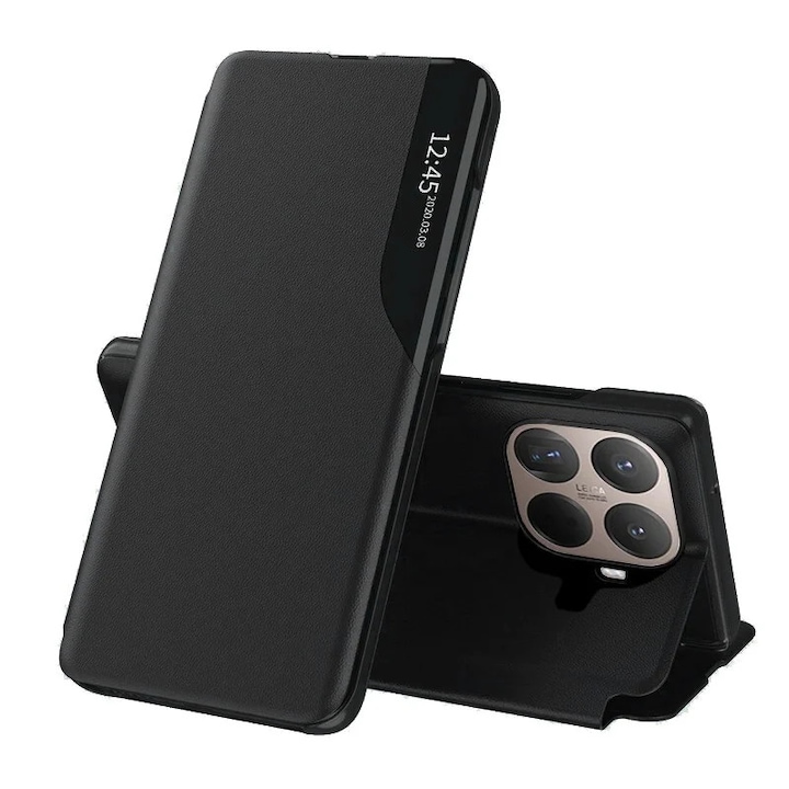 Husa pentru Xiaomi 15T Pro, SKYDDAR INNOVATION, eFold, tip carte, set cu sticker, Negru
