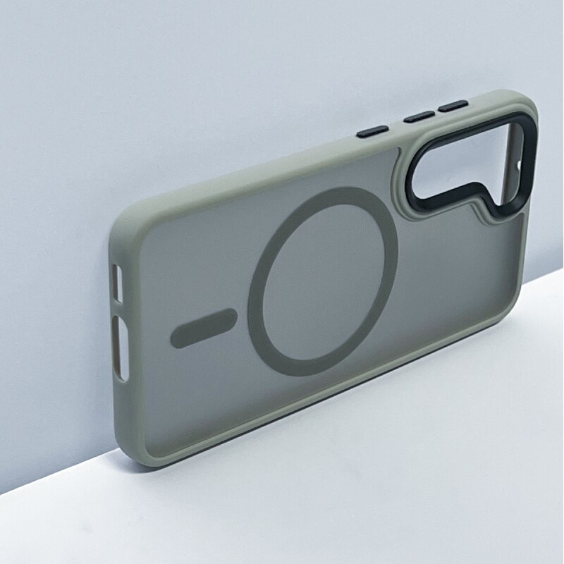Carcasa magnetica pentru Samsung Galaxy S23+, gri, TPU+PC, rezistenta la amprente, antichoc – Protectie Completa, Compatibila cu Incarcare Wireless si Accesorii MagSafe
